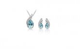Conjunto De Jóias Ouro Branco Jóias De Cristal Chapeado Azul